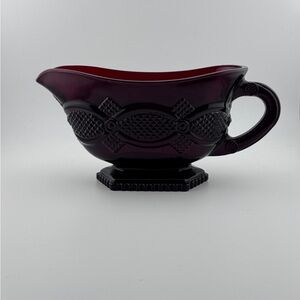Vintage Avon Cape Cod Ruby Red Gravy Boat, Goth/Dark Academia Decor